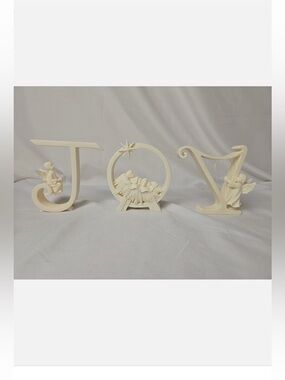 Joy Jesus Angel Figurines Roman Inc Set Of Three Angel Playing Harp Jesus Manger